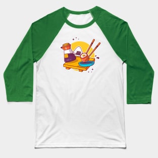 Sushi, Chopstick And Shoyu (3) Baseball T-Shirt